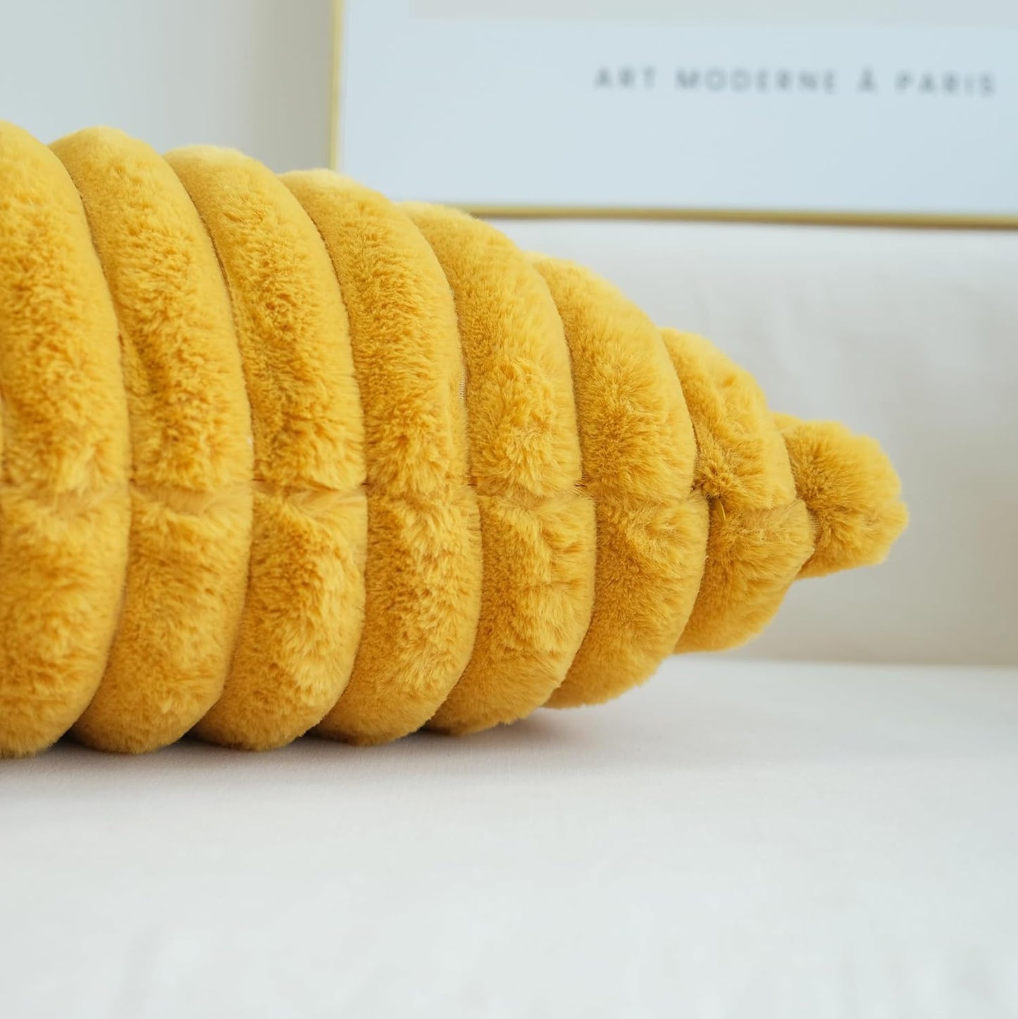 Pack of 2 Faux Fur Plush Decorative Throw Pillow Covers Couch Cushion Case Soft Pillowcases (Mustard Yellow, 20 X 20-Inch)