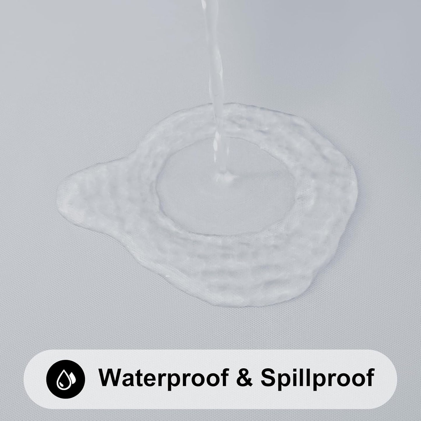 Elastic Fitted Flannel-Backed Vinyl Tablecloth for 6ft Folding Tables, Waterproof and Wipeable, Ideal for Indoor and Outdoor Use (Light Grey, 30" x 72")