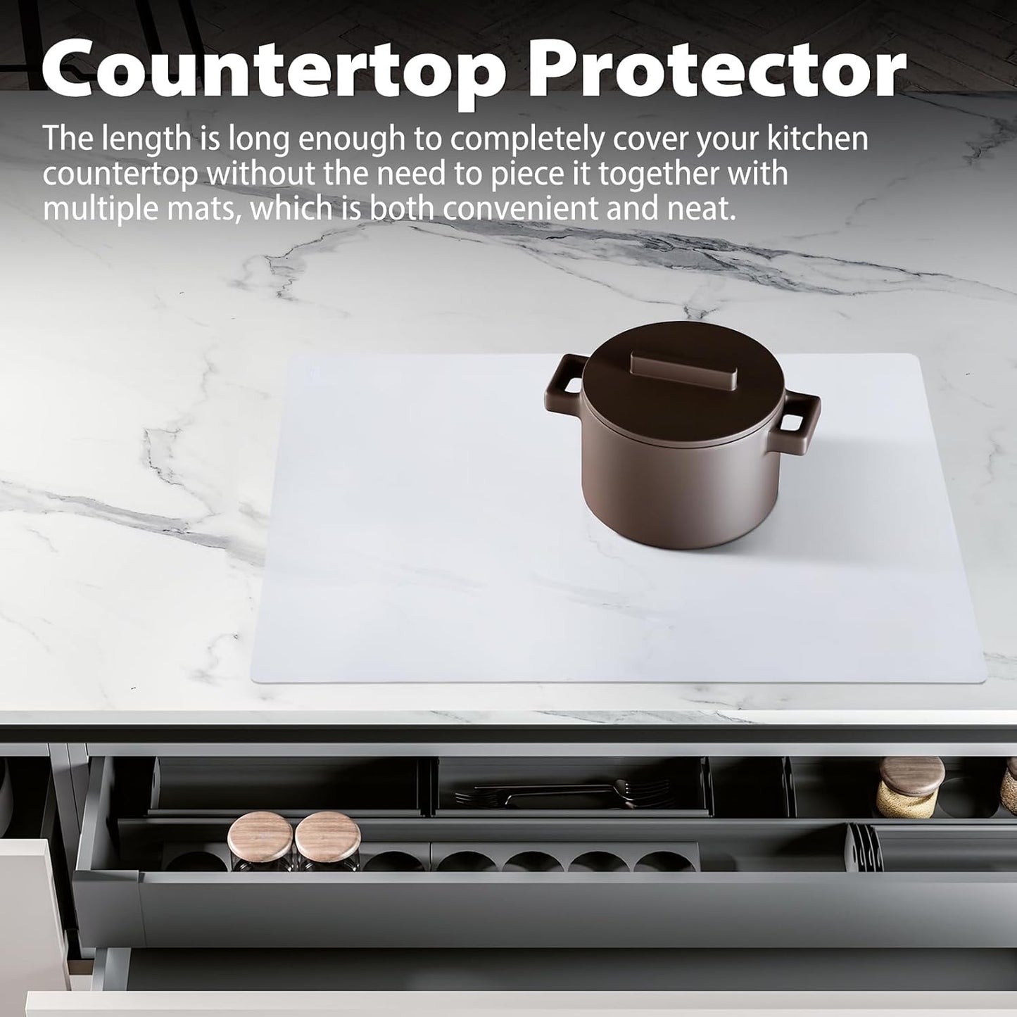 Thick Silicone Counter Mat Large 23.4"By15.6", Heat Resistant Mat for Kitchen Table/Countertop Protector/Non Stick Pastry Baking Placemats, Silicone Pad for Crafts Kids, Clear