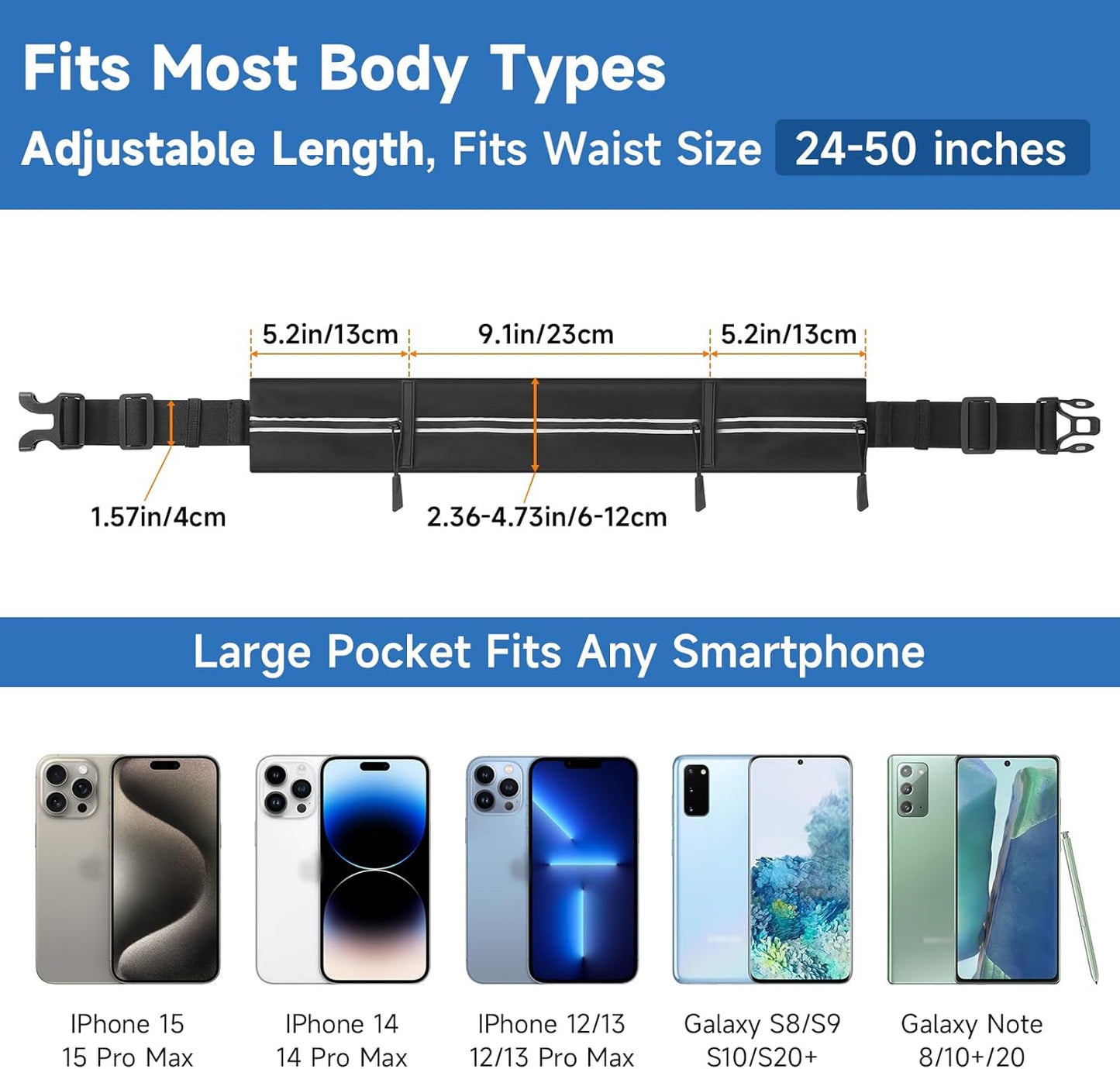 2 Pack Running Belt for Women Men, Running Essentials, Phone Holder for Running, Slim Waist Belt, Money Belt, Waterproof Fanny Pack, Running Accessories, Gym Belt, Belt Bag