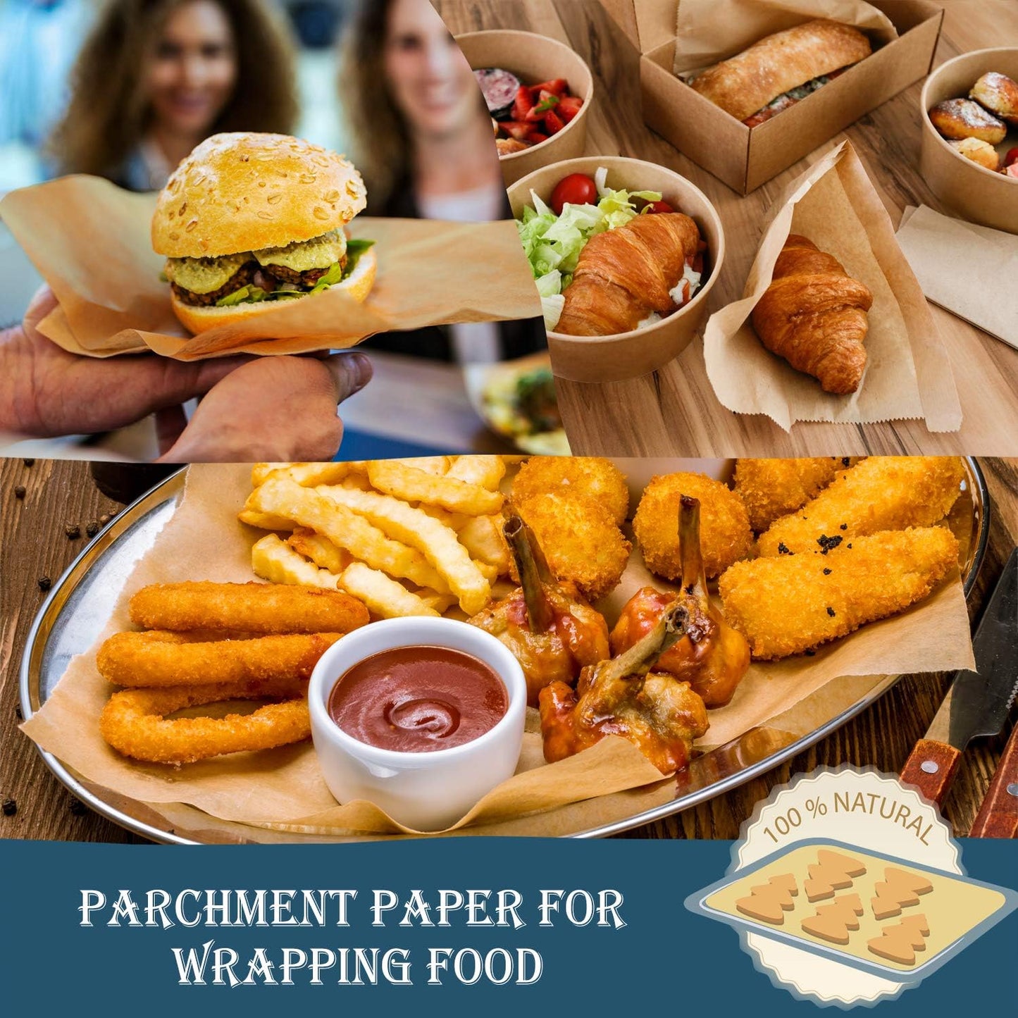 200 PCS Parchment Paper Baking Sheets 9X13 IN, Precut Non-Stick Parchment Paper for Baking, Cooking, Grilling, Frying and Steaming - Unbleached, Fit for Quarter Sheet Pans