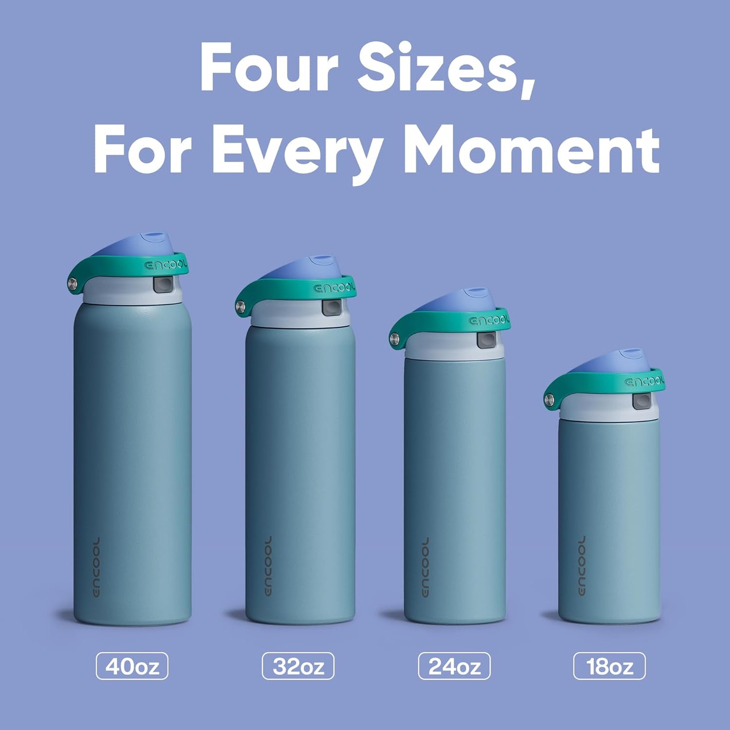 Insulated Stainless Steel Water Bottle with Straw - Leak Proof Sports Water Bottle for School, Travel, Keeps Cold All Day, One-Touch Flip Lid, Bpa-Free, 24 Oz, Teal Blue