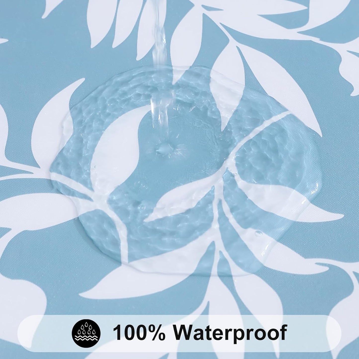 Rectangle Picnic Tablecloth, Waterproof Elastic Fitted Table Covers for 6 Foot Tables, Wipeable Flannel Backed Vinyl Tablecloths for Camping, Indoor, Outdoor (Blue Leaves, 30X72 Inches)