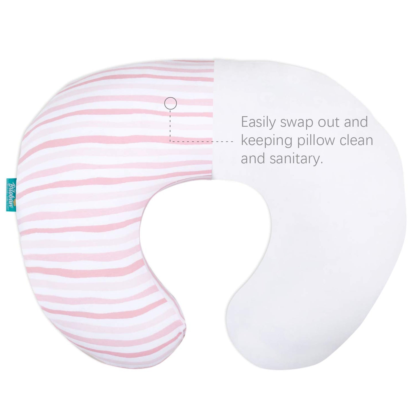 Nursing Pillow Cover 2 Pack for Boppy Pillow 100% Stretchy Cotton Large Zipper Super Soft & Breathable Infant Support Breastfeeding Cover for Moms or Little Girl Gifts