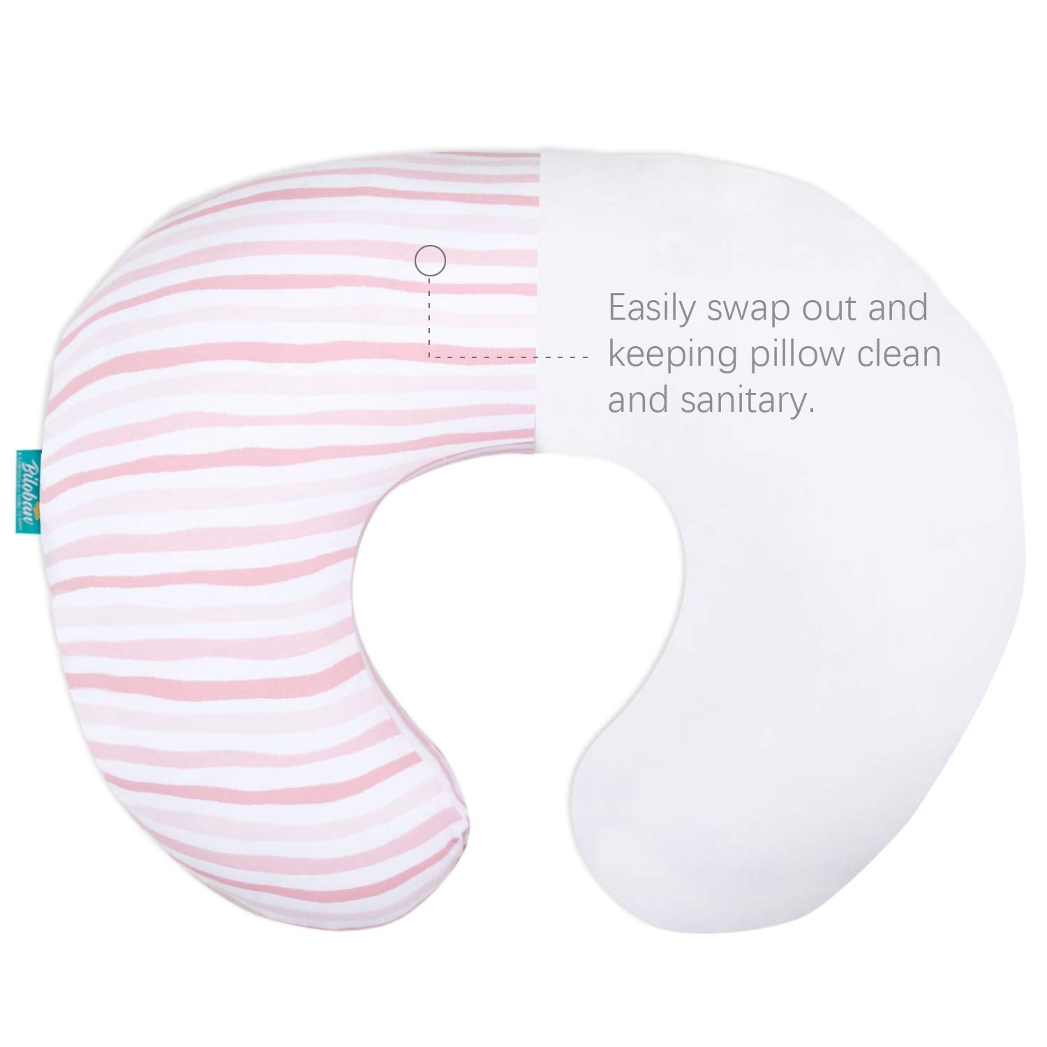 Nursing Pillow Cover 2 Pack for Boppy Pillow 100% Stretchy Cotton Large Zipper Super Soft & Breathable Infant Support Breastfeeding Cover for Moms or Little Girl Gifts