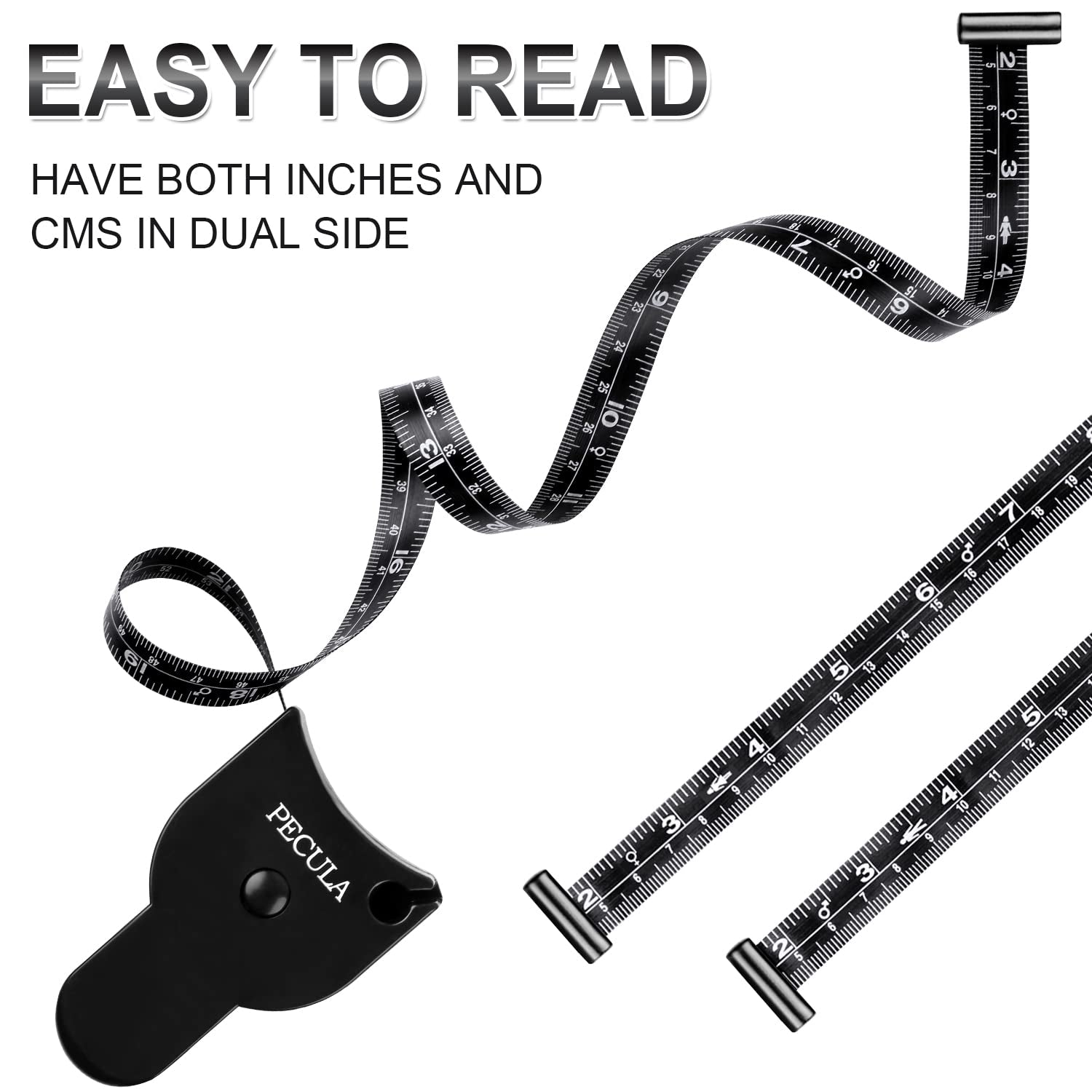 Body Measuring Tape 60 Inch, Body Tape Measure, Lock Pin and Push Button Retract, Body Measurement Tape, Black