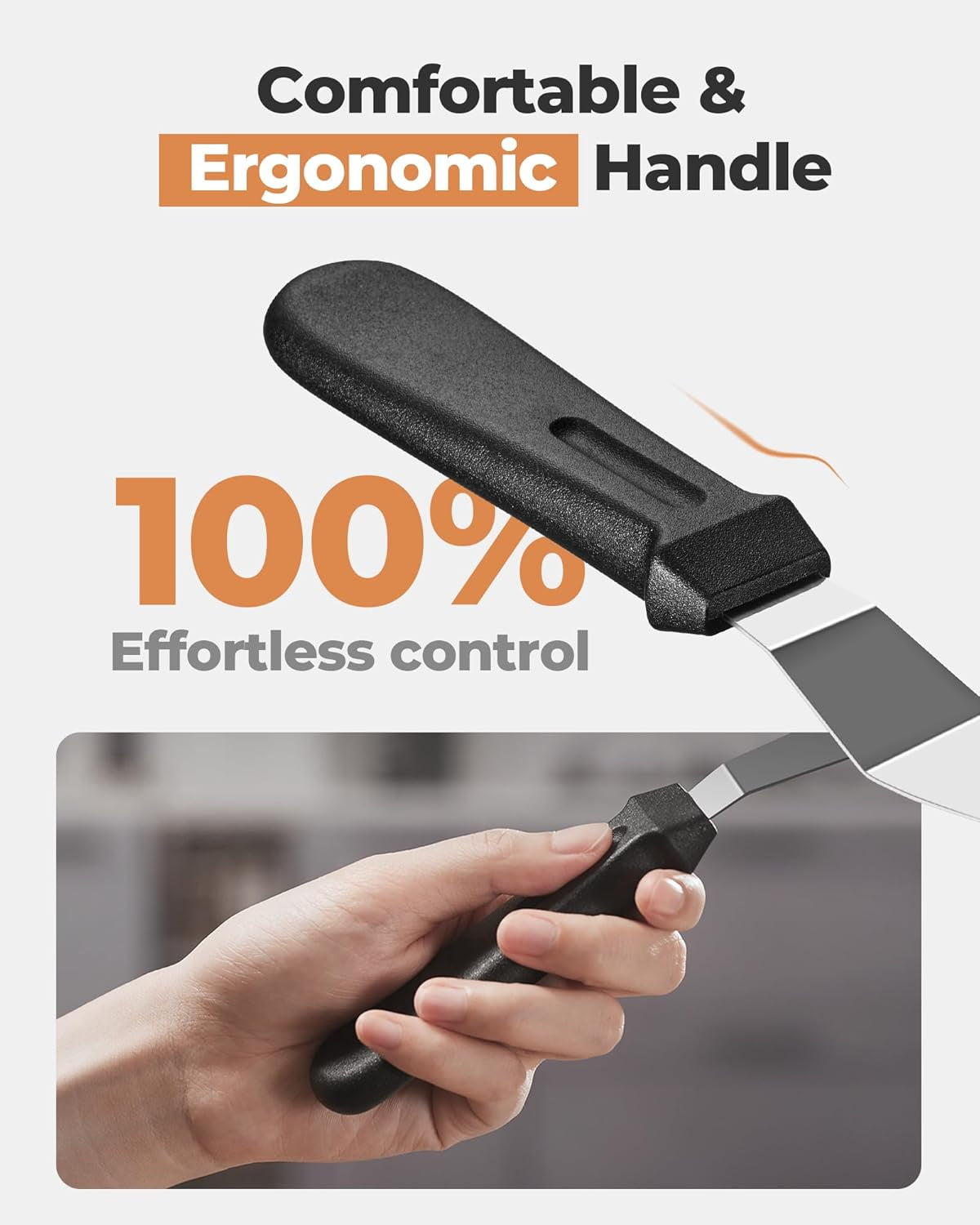 Angled Icing Spatula Set with 6" & 8" Blade, Stainless Steel Offset Spatula Frosting Smoother Cake Spatulas for Cake Decorating, Baking