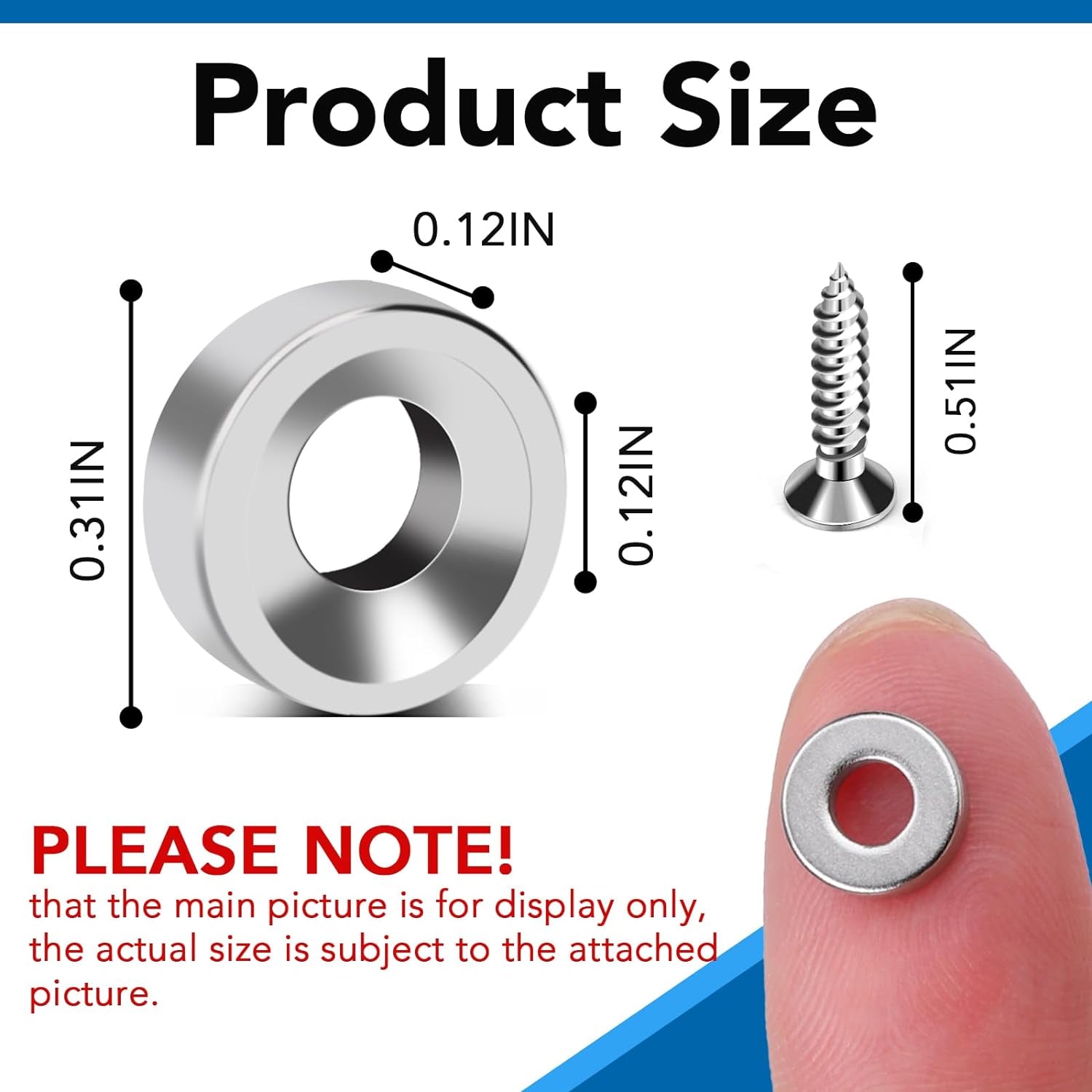 60 Pack Small Magnets, Rare Earth Magnet with Countersunk Hole Matching Screws, Cabinet for Cabinet Doors,Round for Refrigerator, Science, Office, Tool Room - 0.31X0.12Inch