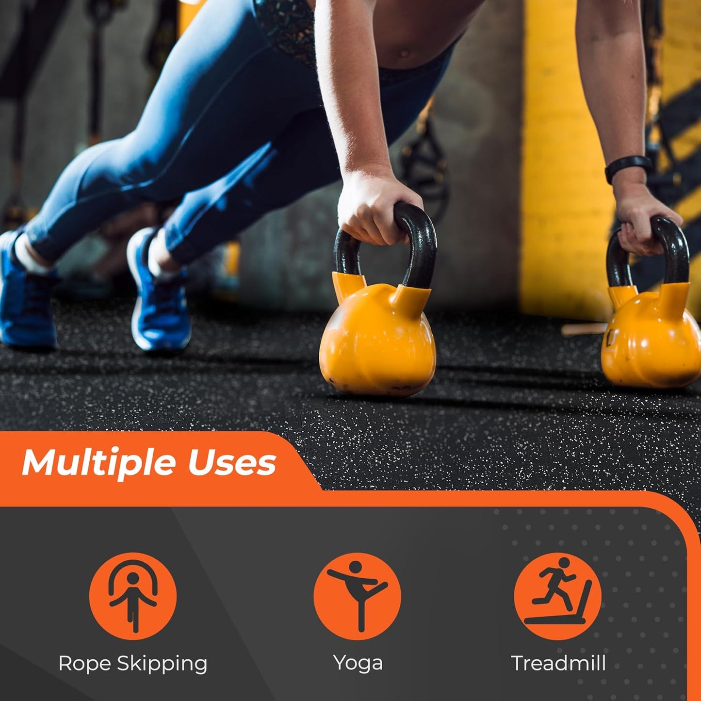 24-Piece High-Density EVA Foam Exercise Mats with Rubber Top, 0.4'' Thickness, 96 Sq Ft Interlocking Gym Flooring for Home Use, Black/Grey