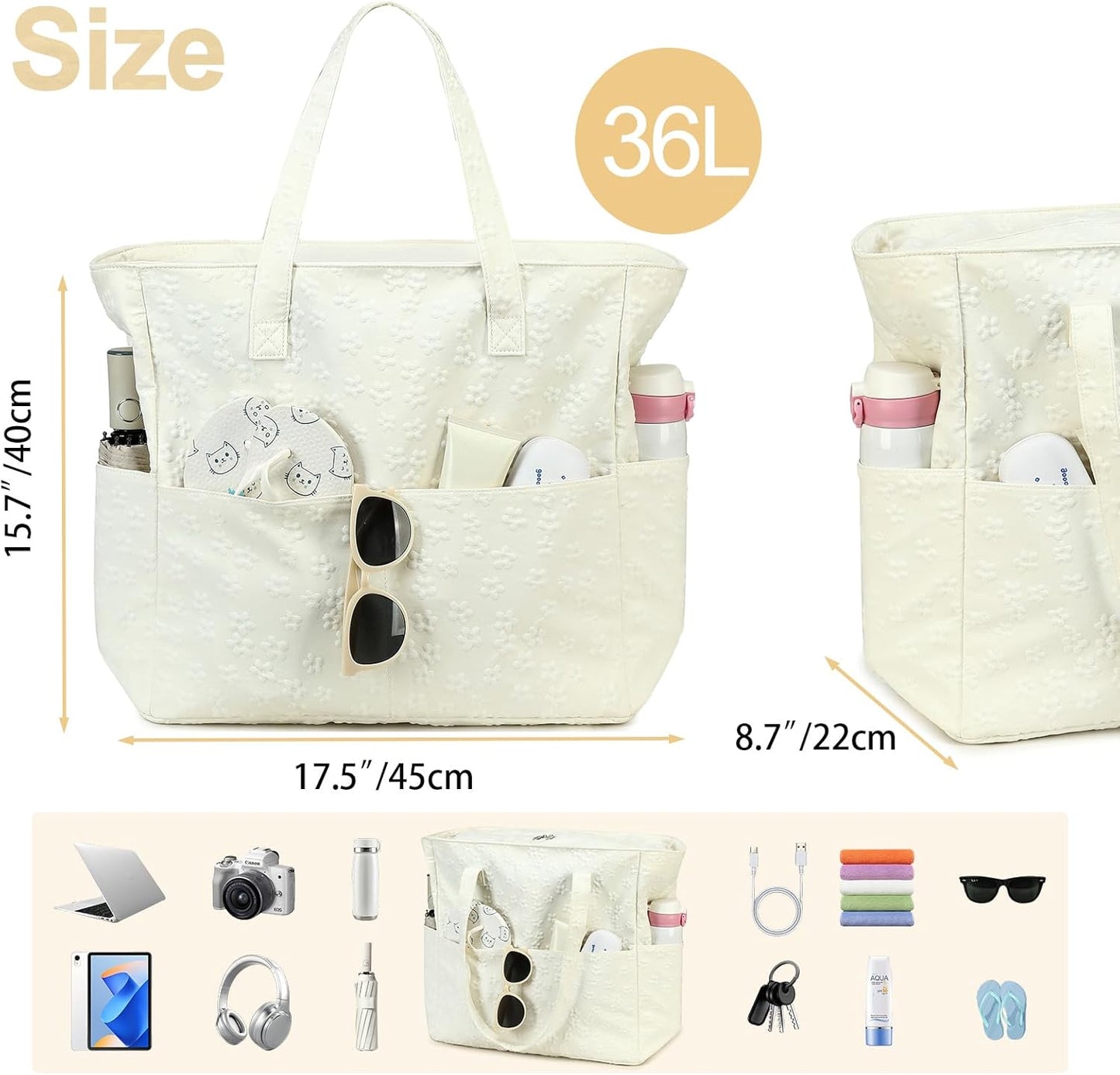 Waterproof Beach Tote Pool Bags for Women Ladies Extra Large Gym Tote Carry on Bag with Wet Compartment for Weekender Travel