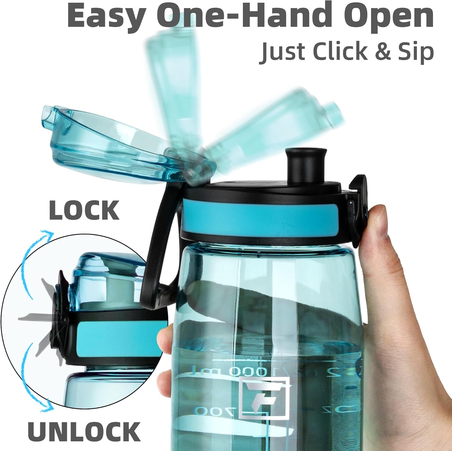 32 Oz Tritan Water Bottle with Chug Lid - Clear, Bpa-Free, Lightweight, Wide Mouth, Leak-Proof, Perfect for Gym, Travel, School, Office, and Sports (Baby Blue)