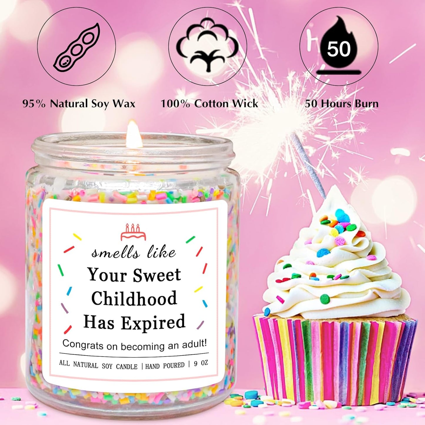 16Th 17 18Th Birthday Gifts for Girls, Birthday Gifts for 16 17 18 Year Old Girls, High School Graduation Gift for Teens Girls 16-18, (Vanilla Birthday Cake Scent with Sprinkles)