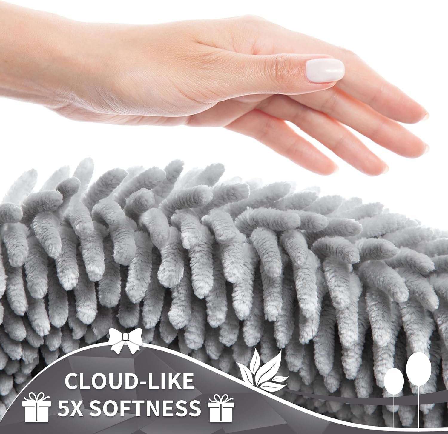 Chenille Bathroom Rugs Non Slip, Extra Thick Soft Absorbent Bath Rug 24X17 Inch, Machine Washable Quick Dry Bath Mat for Bathroom Floor, Tub and Shower, Home Decor Accessories, Light Grey