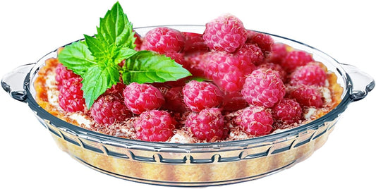 1 Pack round Glass Pie Pans for Baking round Baking Dishes with Handles for Apple Pie Pumpkin Pie Salads (Clear 7In)