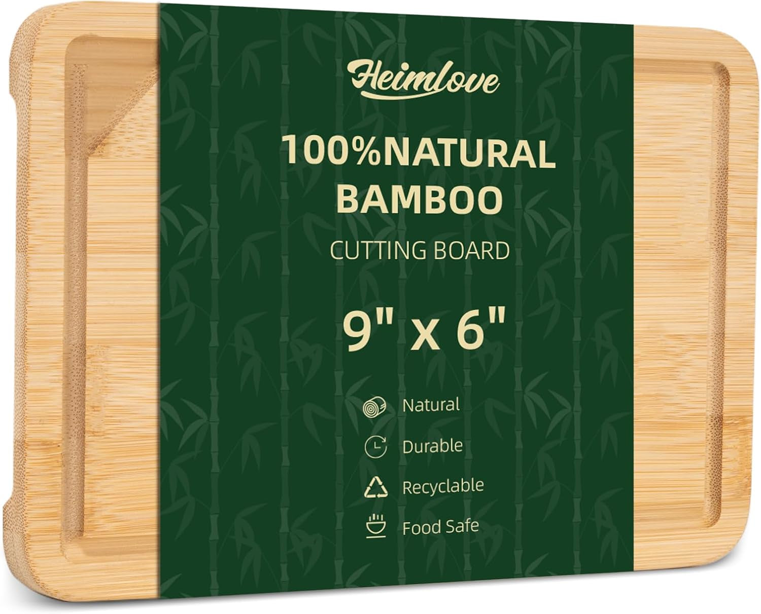 9” X 6” Mini Bamboo Cutting Board, Small Wooden Cutting Boards for Kitchen Charcuterie Boards with Juice Groove and Handles, Chopping Board for Fruit, Vegetables and Cheese
