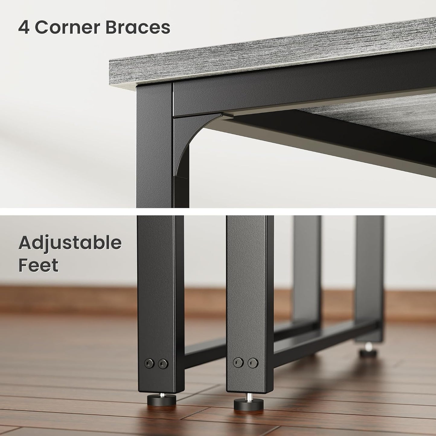 63 x 24 Inch Heavy-Duty Computer Desk with Power Outlets & USB-C, Enhanced Desktop Thickness, Sturdy Metal Frame, Ideal for Home Office and Gaming, Grey Finish