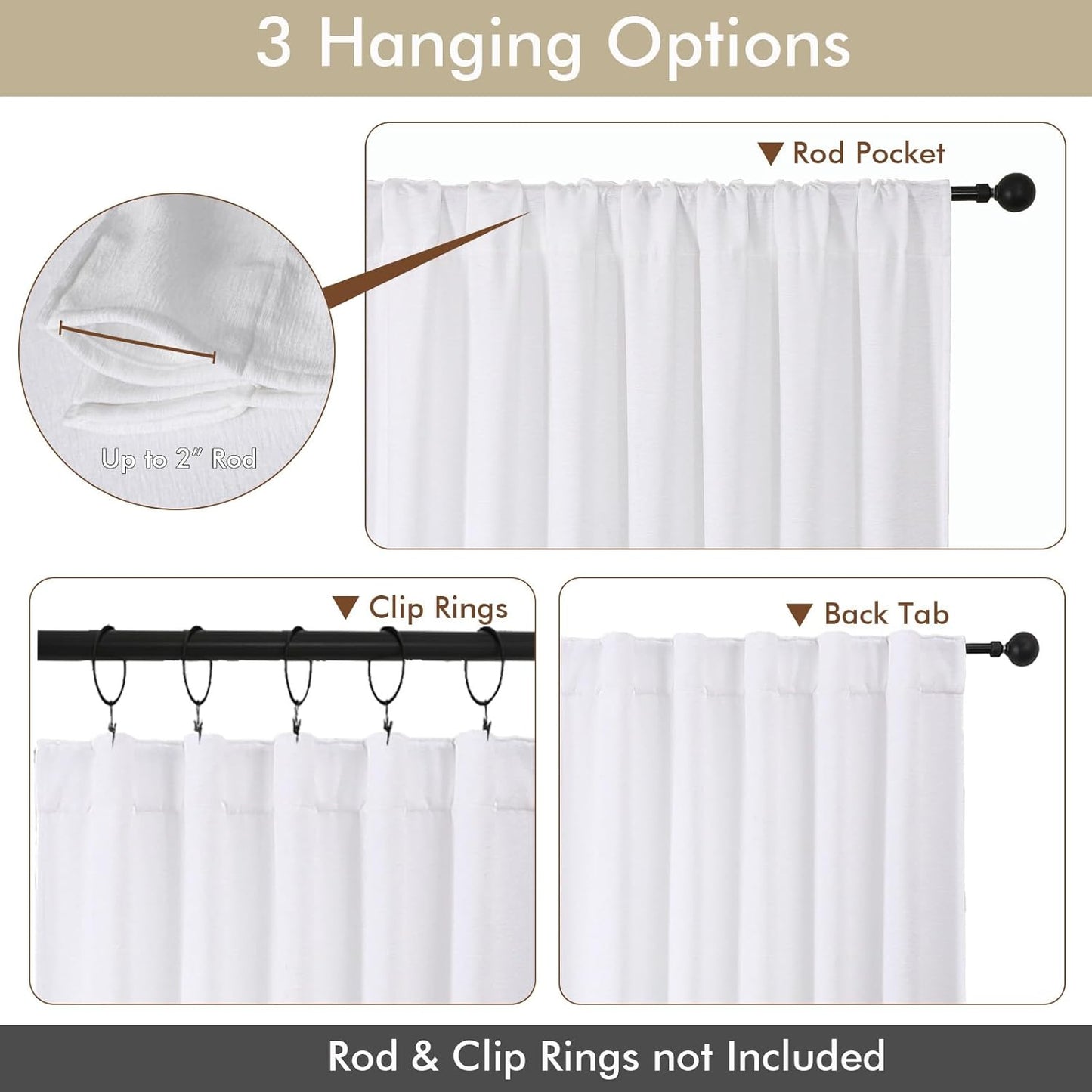 Chenille White Kitchen Curtains 36 Inch Length, Light Filtering Luxury Short Cafe Curtains, Velvet Rod Pocket Half Window Curtain for Bathroom Basement RV Camper, 30Wx36L Inch, 2PCS