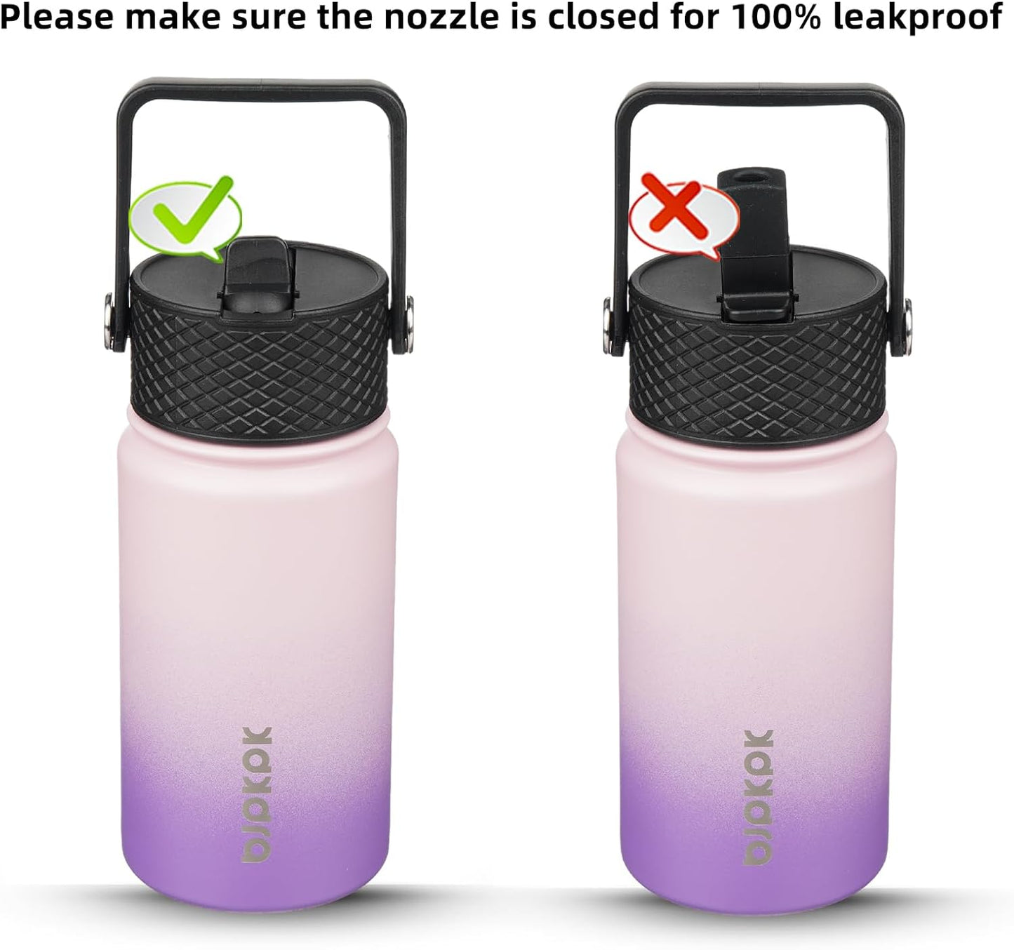Water Bottle with Straw Lid, 15 Oz Insulated Water Bottle, Stainless Steel Metal Water Bottles, Reusable Leak Proof BPA Free Thermo, Flask, Cups,Violet