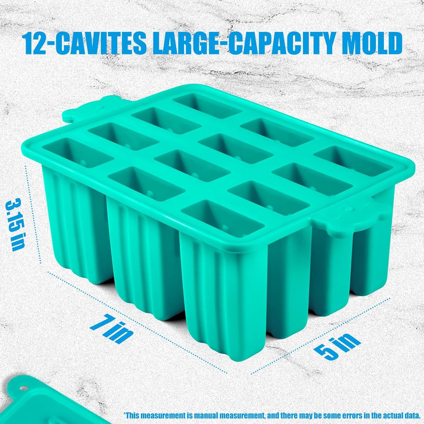 Popsicles Molds, Silicone Ice Pop Mold Food Grade Cakesicles Mold for Ice Cream 50 Popsicle Sticks 50 Popsicle Bag (Blue, 12 Cavities)