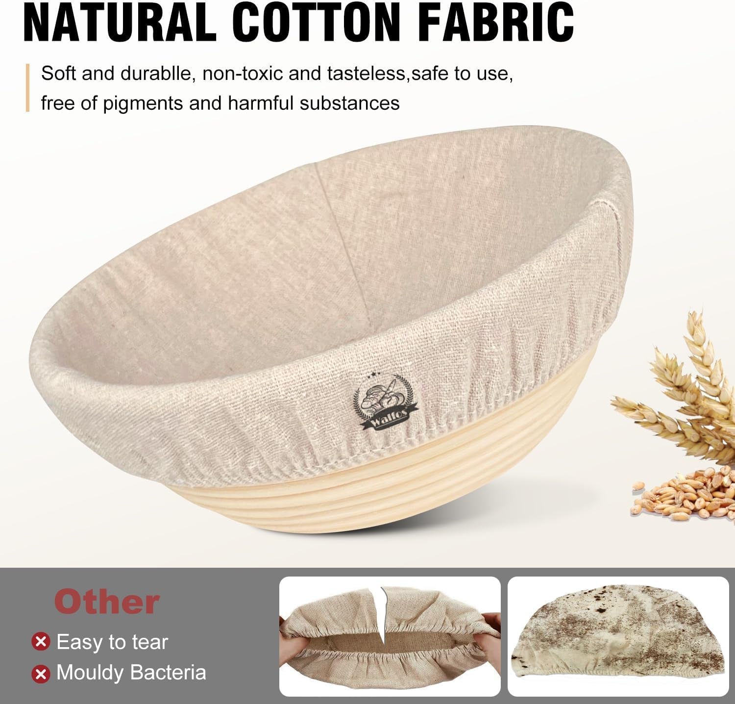 Bread Basket Liner Cloth, 9 Inch round Bread Proofing Basket Cloth Liner, Baking Dough Basket Cover Natural Rattan Banneton Proofing Cloth 2 Packs