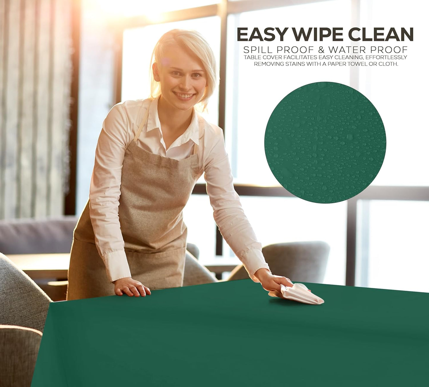 Plastic Table Cloth Disposable (12 Pack - 54X108 Inch) Green Rectangle Tablecloth Waterproof Stain Resistant Party Table Cover