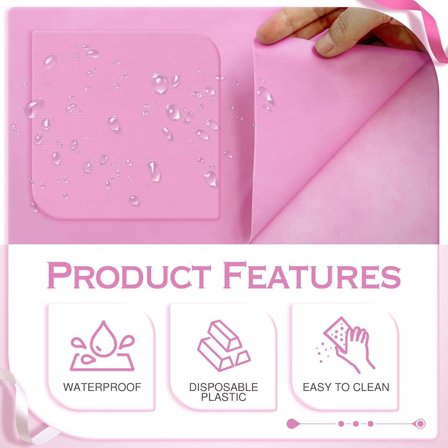 Light Pink Rectangular Tablecloth Set of 4, 54" x 72" Waterproof and Spillproof Disposable Plastic Covers, Durable Table Linens for Dining, Buffets, Picnics, and Outdoor Events