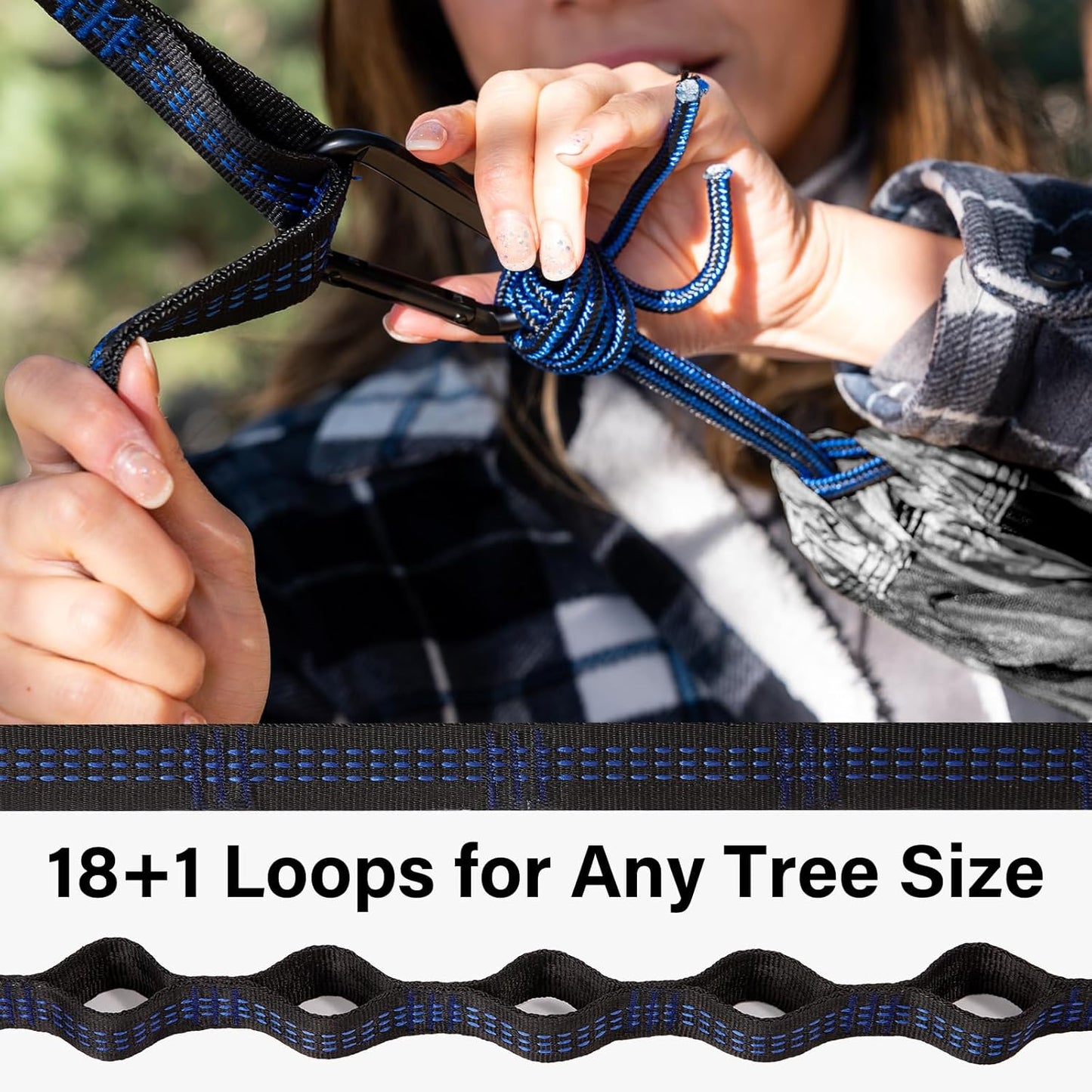 Camping Hammock 500 Lbs Capacity, Portable Hammocks with Tree Straps & Attached Carry Bag, Camping Essentials Gear, Perfect for outside Indoor Hiking Beach Backpack Travel