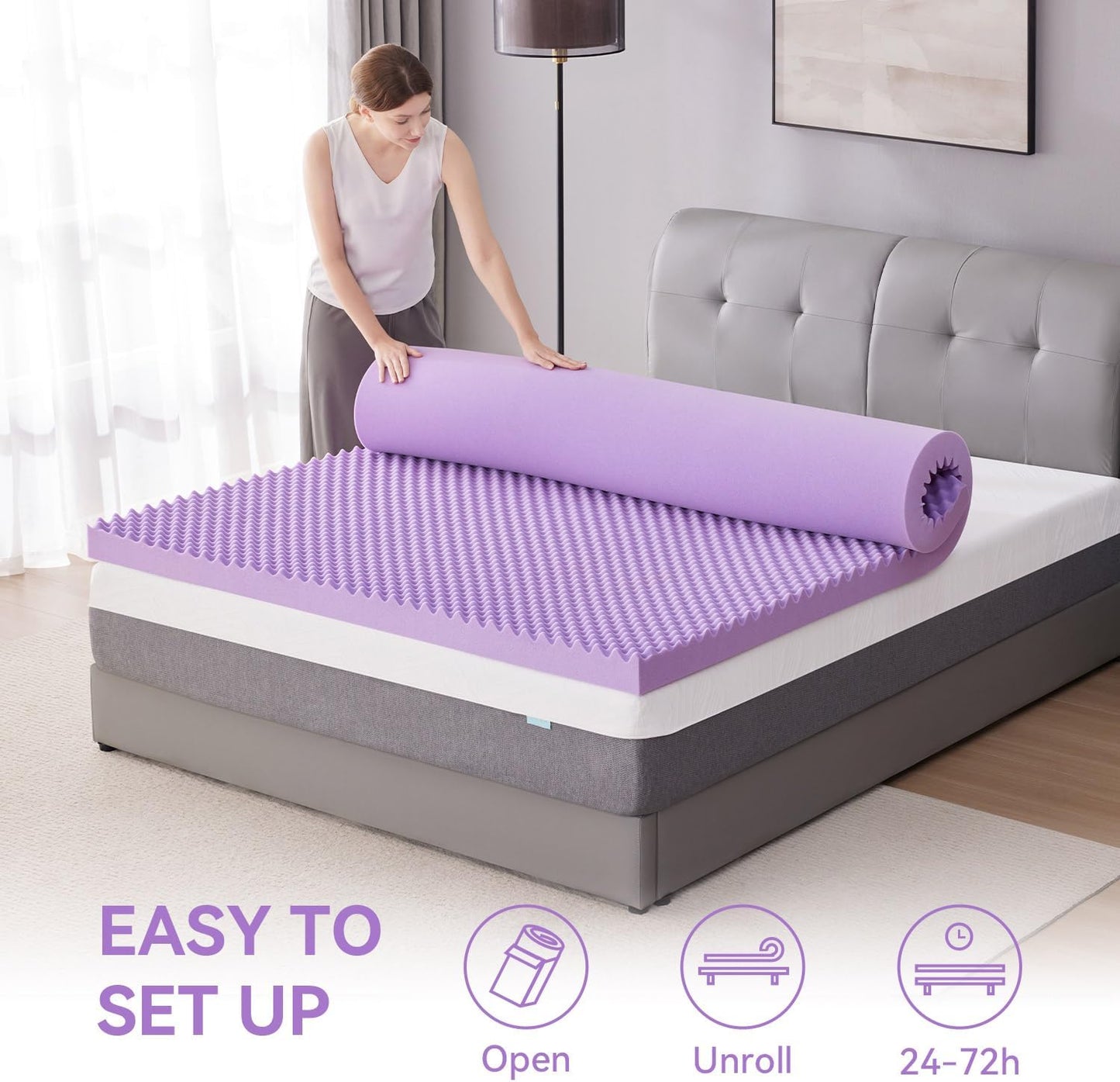 2 Inch Egg Crate Memory Foam Mattress Topper Twin XL, Twin Extra Long Mattress Pads for College Dorm Single Bed, Pressure Relieve Certipur-Us Certified,39X80 Inches