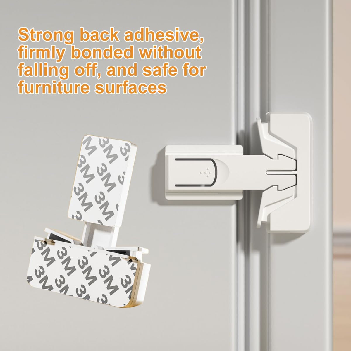 2Pack Fridge Locks for Kids, Child Proof Refrigerator Door Locks for Toddler and Baby Safety, Freezer Locks for Kids with Sticky Adhesive for RV Refrigerator, No Tools Required Childproof Locks