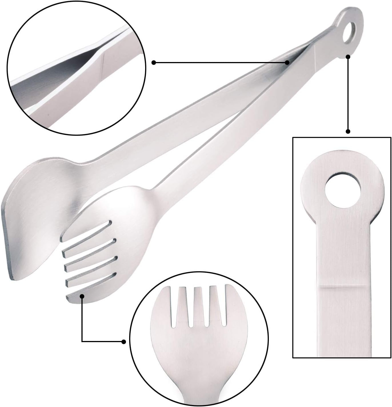 Small Serving Tongs 6-Inch Stainless Steel Mini Appetizer Tongs, Set of 4 (Brushed)