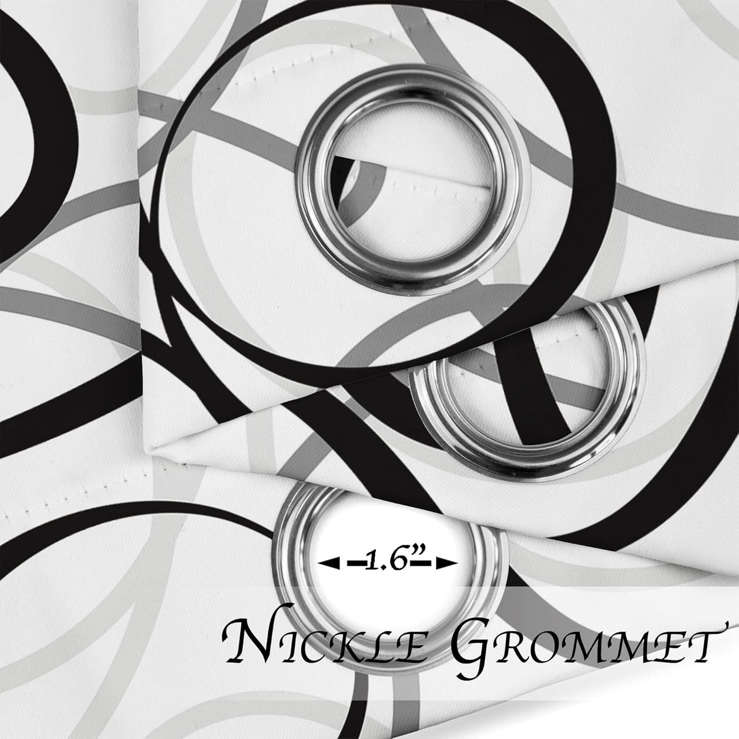 Black Grey White Geometric Curtains 2 Panels Sets Abstract Line Modern Art Pattern Window Treatments Room Darkening Heat Blocking Elegant Curtain Decor for Living Room Bedroom 52X84 Inches