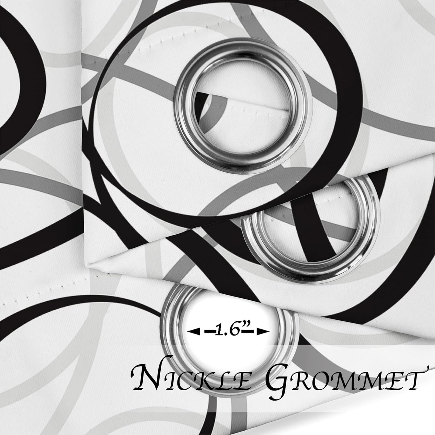 Black Grey White Geometric Curtains 2 Panels Sets Abstract Line Modern Art Pattern Window Treatments Room Darkening Heat Blocking Elegant Curtain Decor for Living Room Bedroom 52X84 Inches