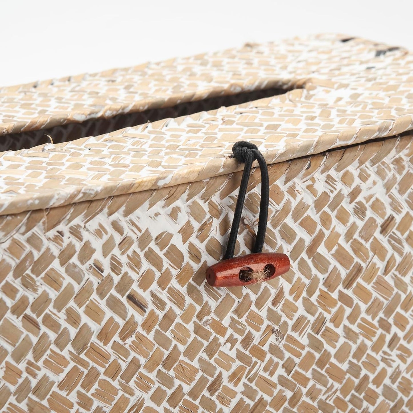 Seagrass Tissue Box Cover Rectangular Woven Napkin Holder Decorative for Bathroom Farmhouse (Whitewash, 10 X 5.5 X 4.2 Inch)