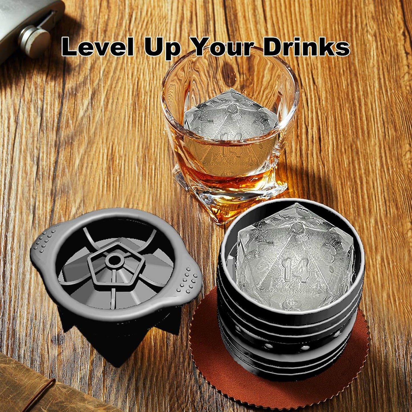 D20 Dice Ice Mold, DND Gamer Gifts for Men Women, Cool Christmas Stocking Stuffers Ideas for Adults TTRGP Lover, Large Silicone D&D Accessories Ice Cube Tray for Cocktails,Bourbon,Whiskey