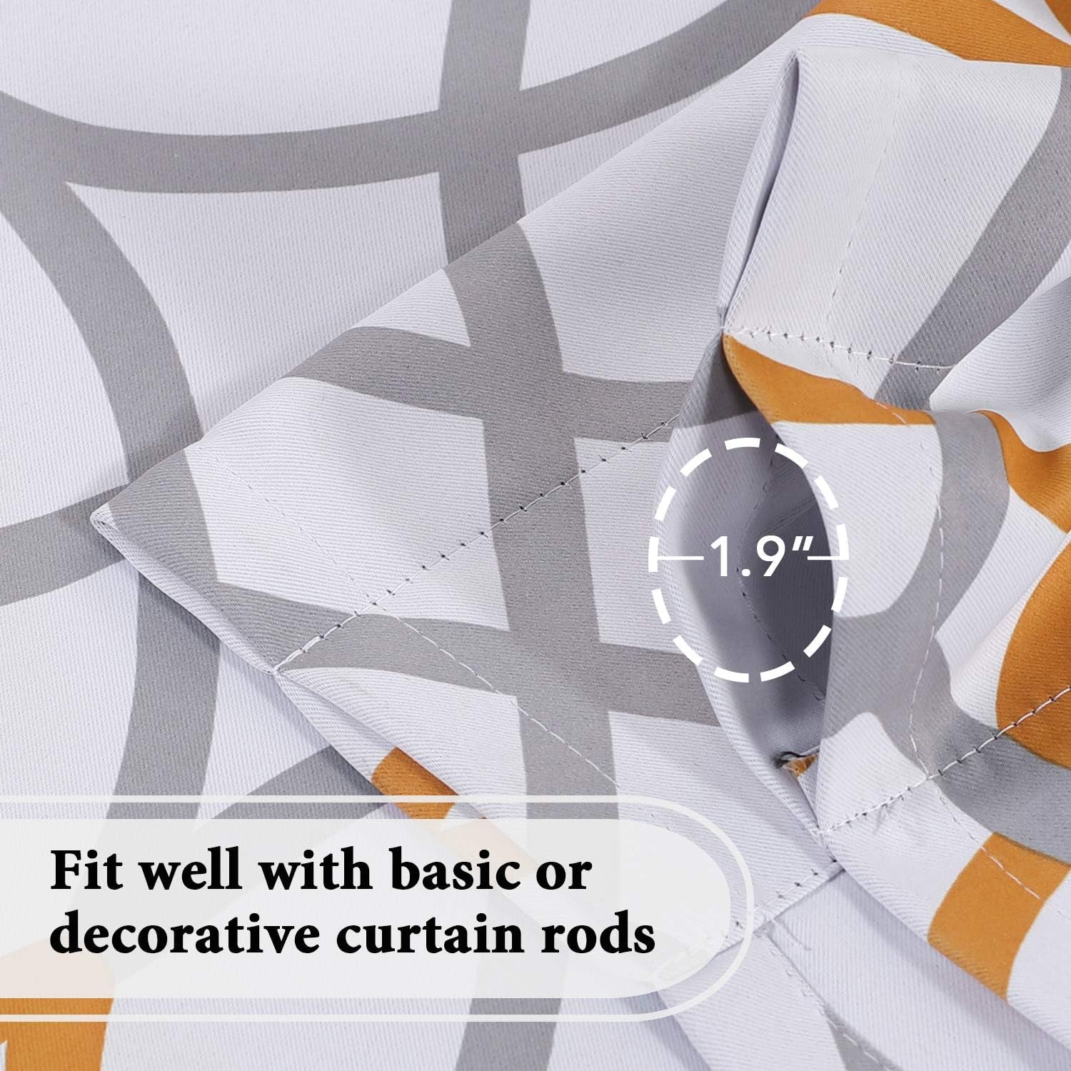 Blackout Curtain Valances for Kitchen Thermal Insulated Window Valances for Living Room Rod Pocket Short Curtain 1 Panel, 52X18 Inch, Mustard and Grey