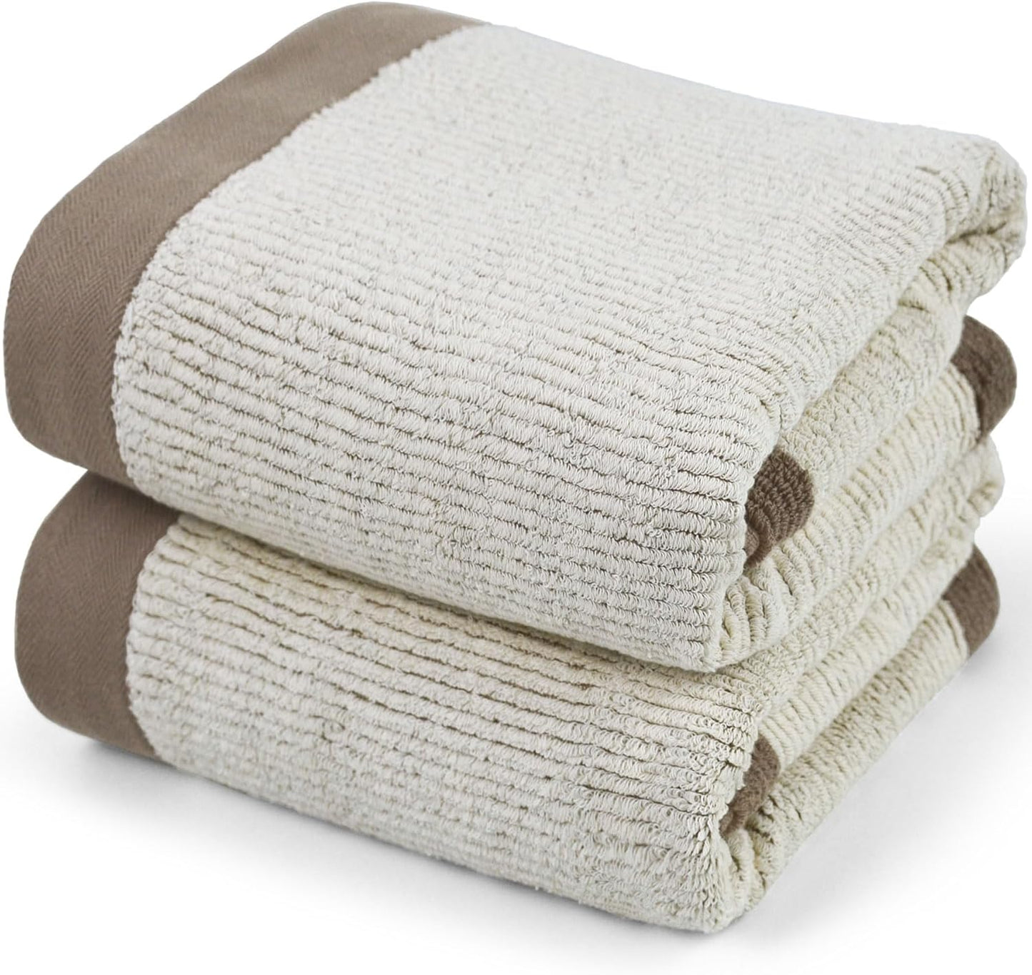 Shower Towels for Bathroom - Ultra Soft Bath Towels Set of 2, 520 GSM, 500,000 Dense Loops per Side, Quick-Dry and Highly Absorbent, 54 X 28 Inches, Light-Brown