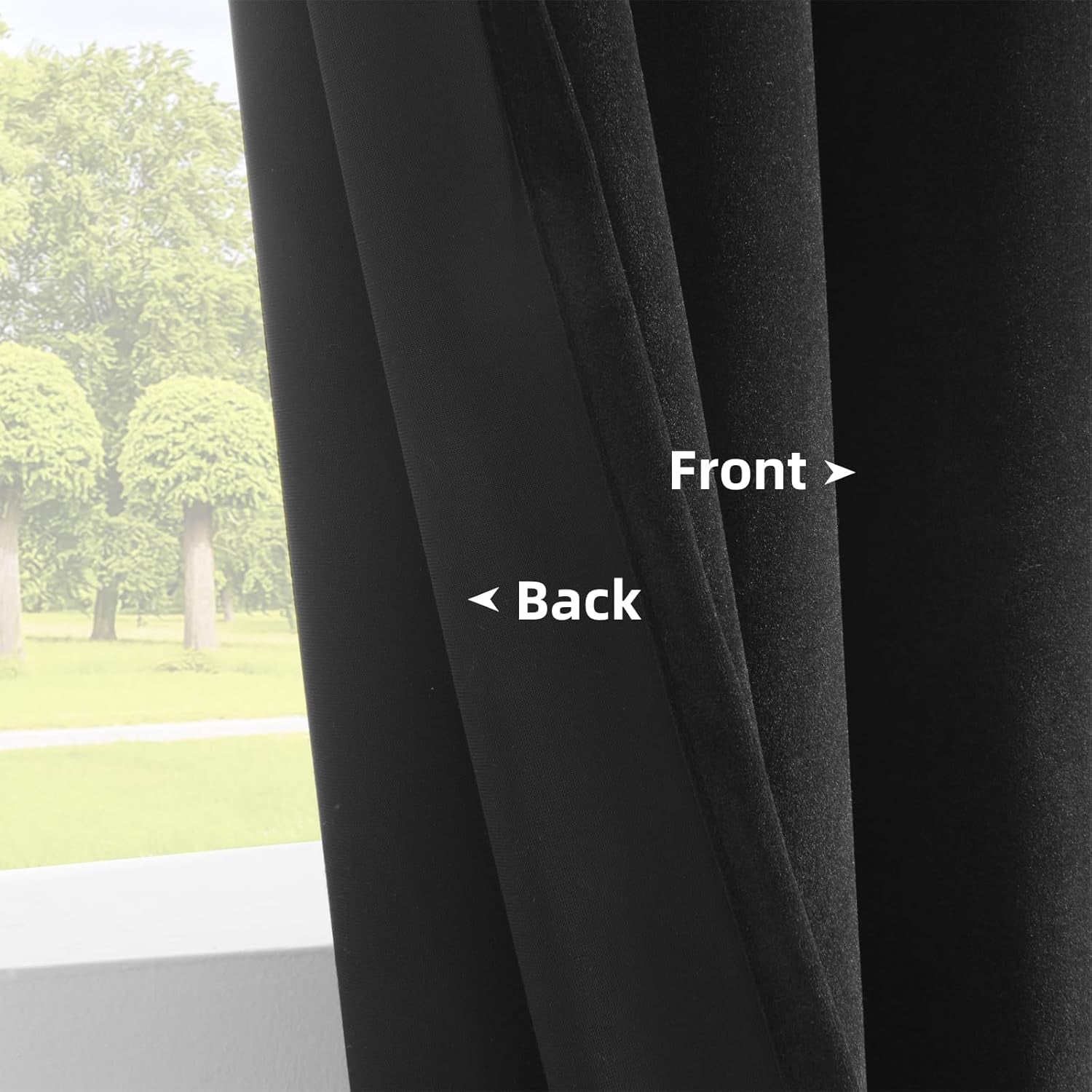 Luxury Black Velvet 90-Inch Length Blackout Curtains, Thermal Insulated Rod Pocket Drapes, Soft Room Darkening Panels for Living Room, Dining Room, and Bedroom, Set of 2, W52 x L90 Inches