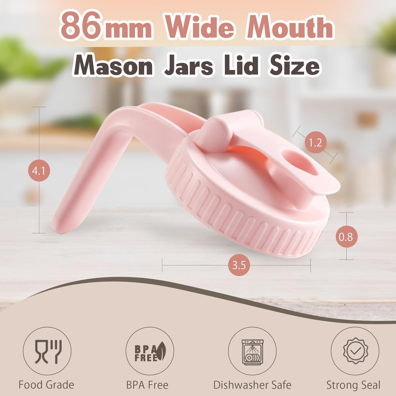 2 Pack Wide Mouth Mason Jar Lids V-Shaped with Handle, Mason Jar Pour Spout Lid with Extended Flip Lid Easy to Open, Airtight Leak Proof and Durable