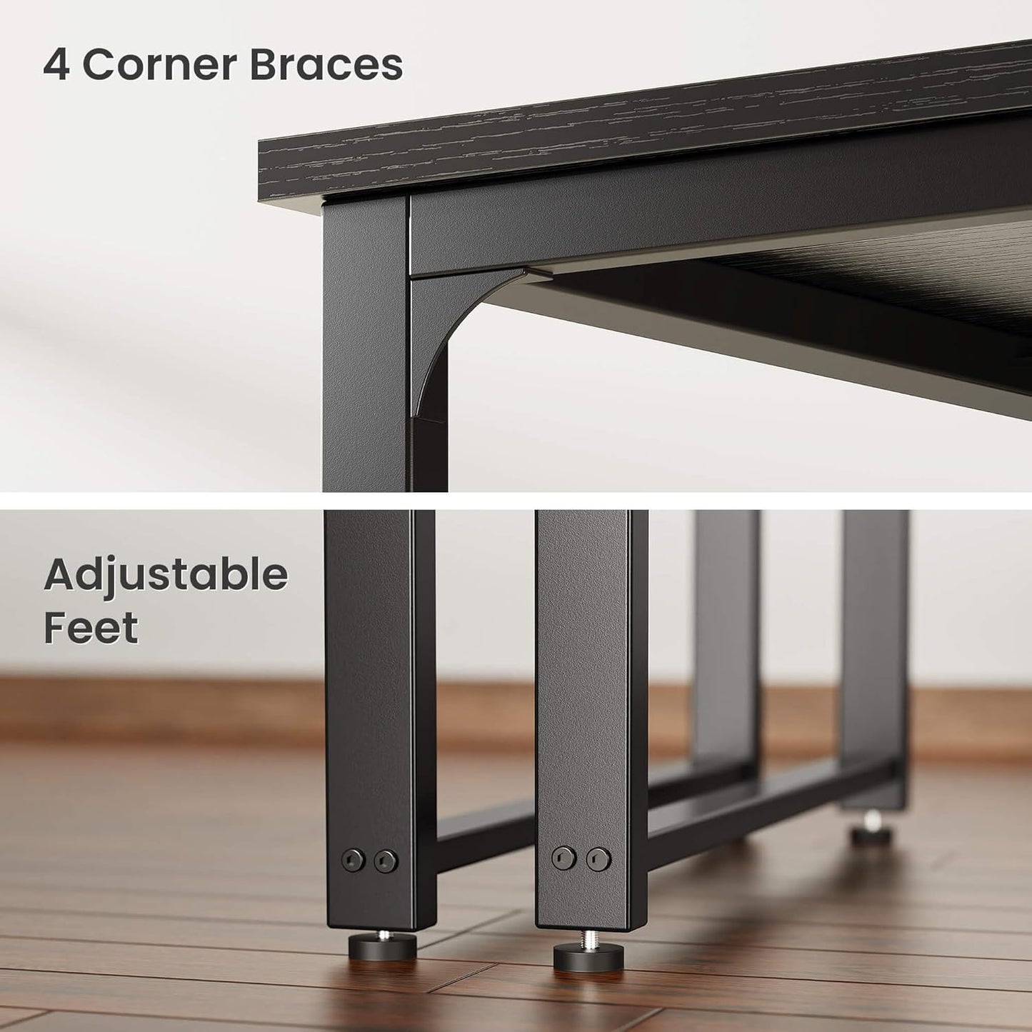 63 x 24 Inch Heavy-Duty Computer Desk with Power Outlets & USB-C, Enhanced Desktop Thickness, Sturdy Metal Frame, Ideal for Home Office and Gaming, Black
