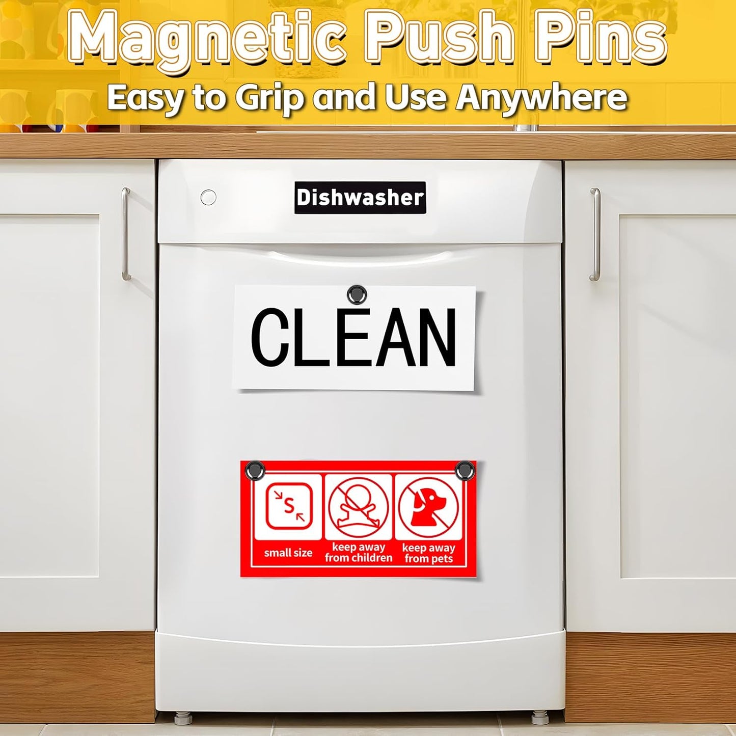 16-Piece Heavy-Duty Magnetic Clips for Refrigerator and Whiteboard - Durable Small Push Pins for Office, Kitchen, Classroom, and Organization