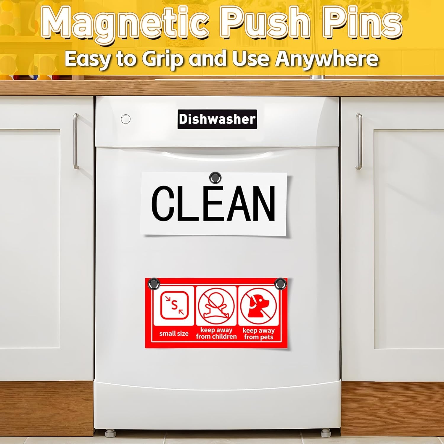 16-Piece Heavy-Duty Magnetic Clips for Refrigerator and Whiteboard - Durable Small Push Pins for Office, Kitchen, Classroom, and Organization