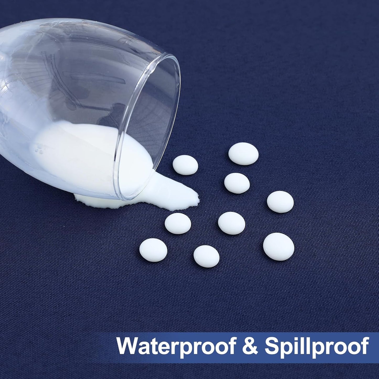 Rectangle Table Cloth Cover, Waterproof Polyester Elastic Fitted Tablecloth, Fits for 6 Foot Folding Tables, Washable Table Protector for Picnic, Camping, Outdoor (Navy Blue, 30" X 72")