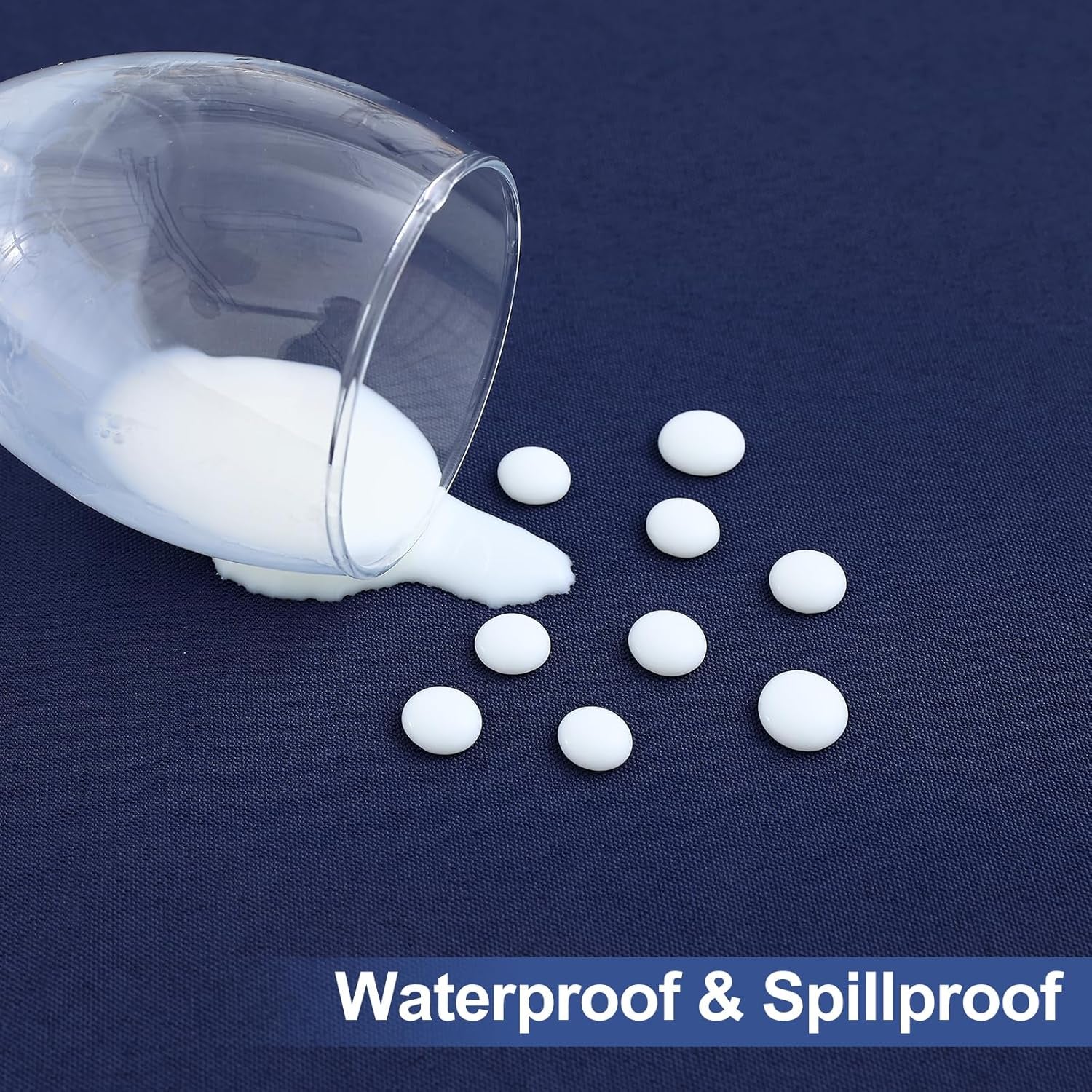 Rectangle Table Cloth Cover, Waterproof Polyester Elastic Fitted Tablecloth, Fits for 6 Foot Folding Tables, Washable Table Protector for Picnic, Camping, Outdoor (Navy Blue, 30" X 72")