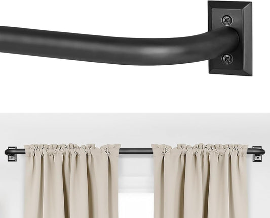 Blackout Curtain Rod for Windows 28 to 48 Inches, Wrap around Heavy Duty Rod for Darkening, Modern Decorative Curtain Treatment, Matte Black