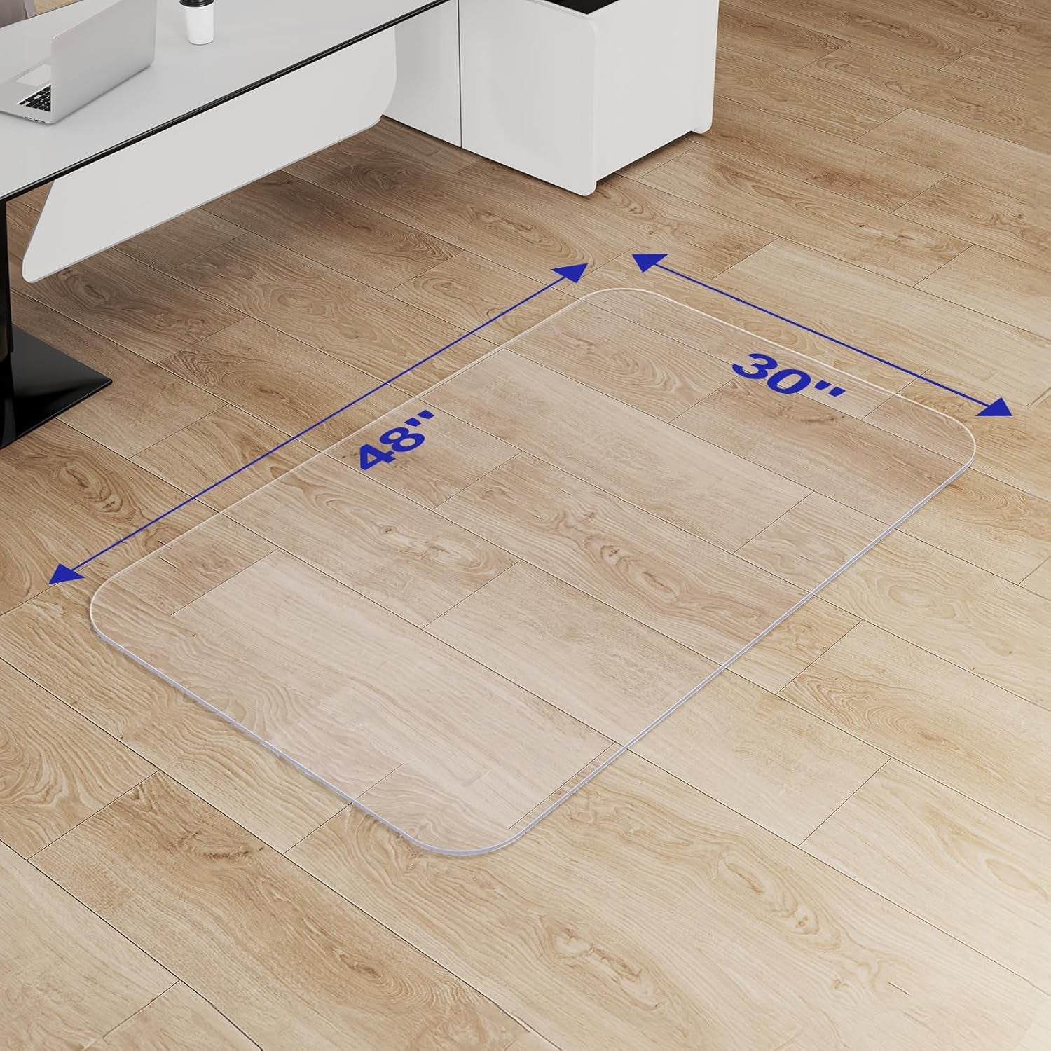 Office Chair Mat for Hardwood Floor, 30"×48" Office Computer Desk Chair Mat, Transparent PVC Heavy Duty Floor Protector Mats for Rolling Chairs, Not for Carpets