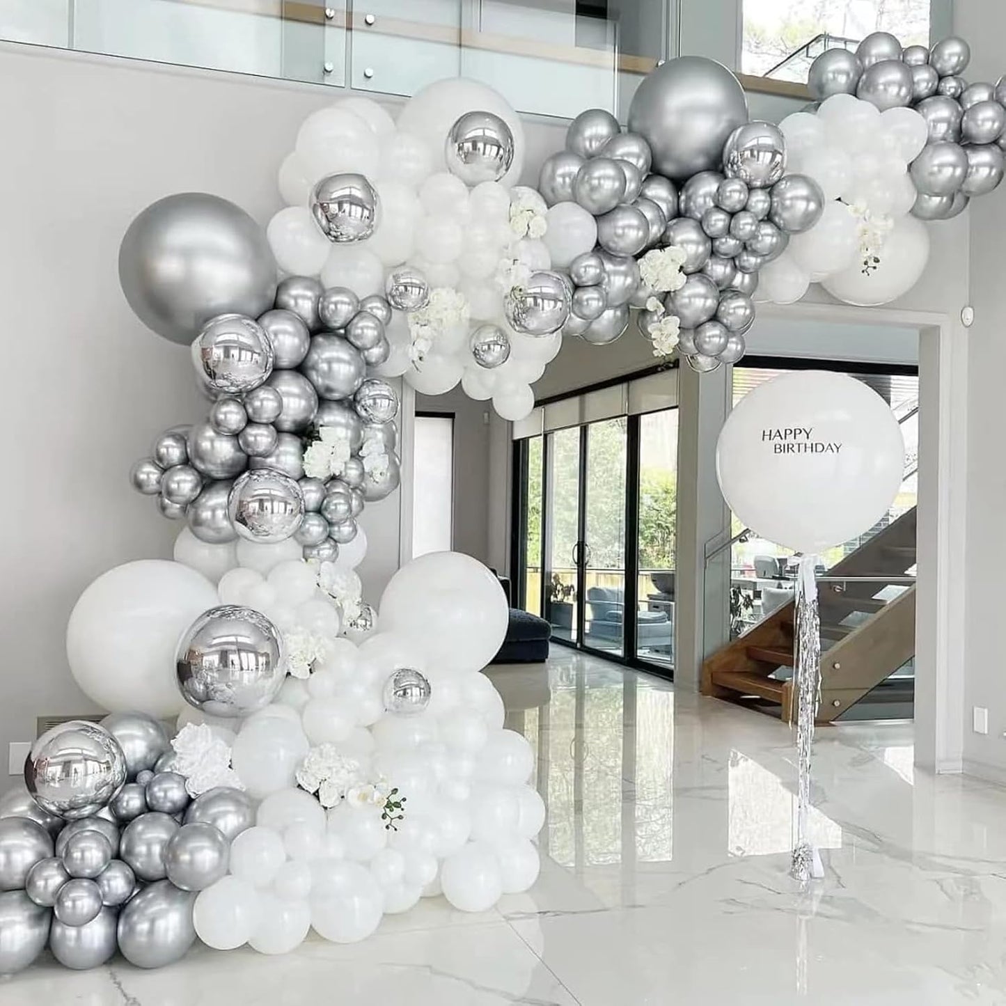 120Pcs 5 Inch Metallic Silver, Small Chrome Silver Latex Balloons for Graduation Wedding Baby Shower Disco Birthday Party Decorations