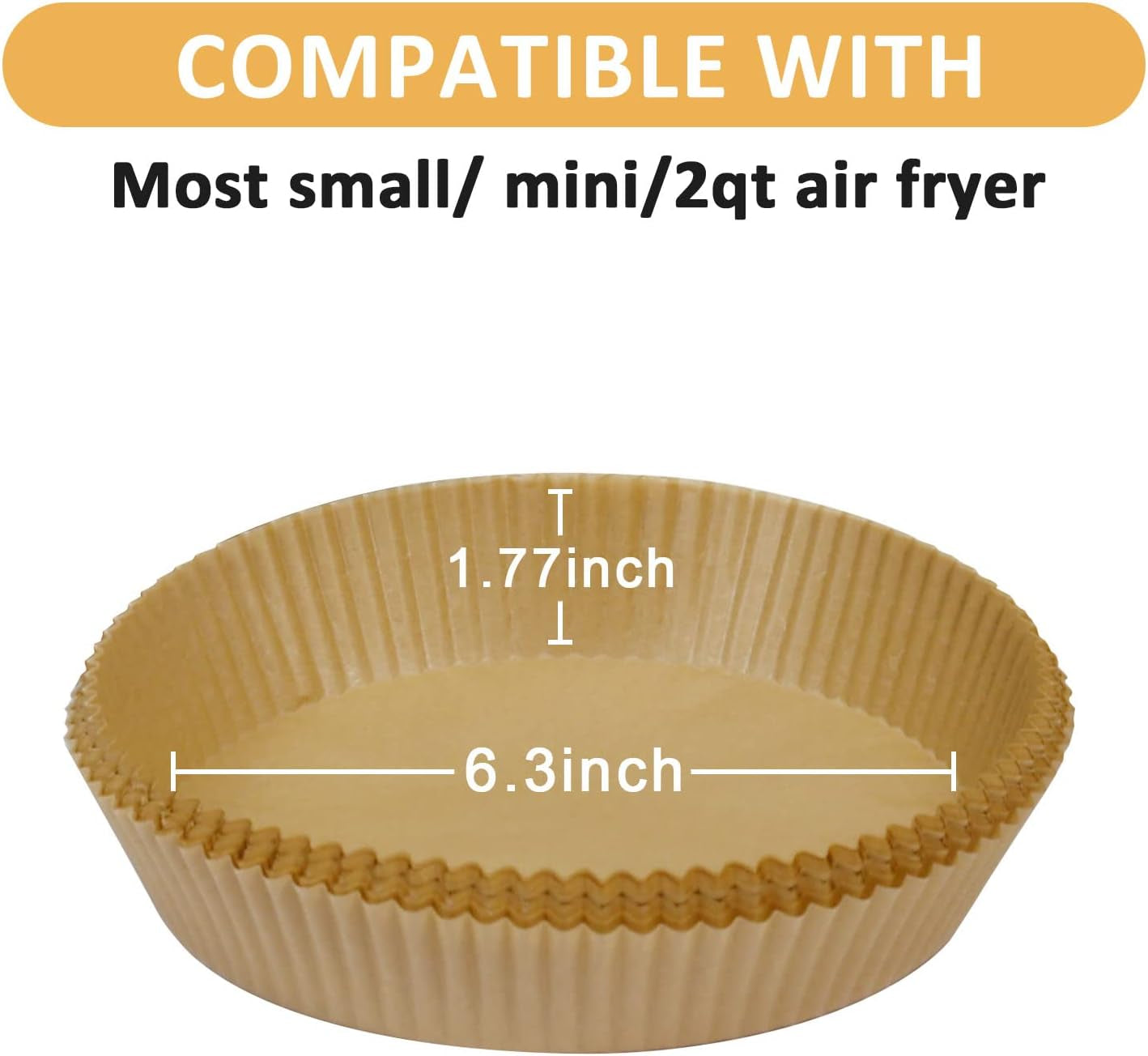 Mini Air Fryer Liners for 2Qt Air Fryer, 100 Pcs Non-Stick Air Fryer Parchment Paper Pads Air Fryer Liners Compatible with Ninja AF080 Mini, COSORI 2.1, Instant Vortex 2-QT, CHEFMAN Small