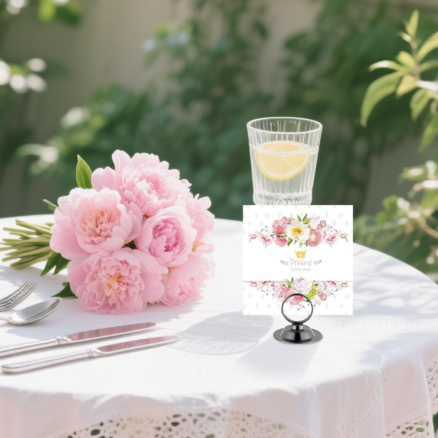 16 PK Table Card Holder Place Card Holders Steel Card Holders for Photos, Food Signs, Memo Notes, Weddings, Restaurants, Birthday (Black)