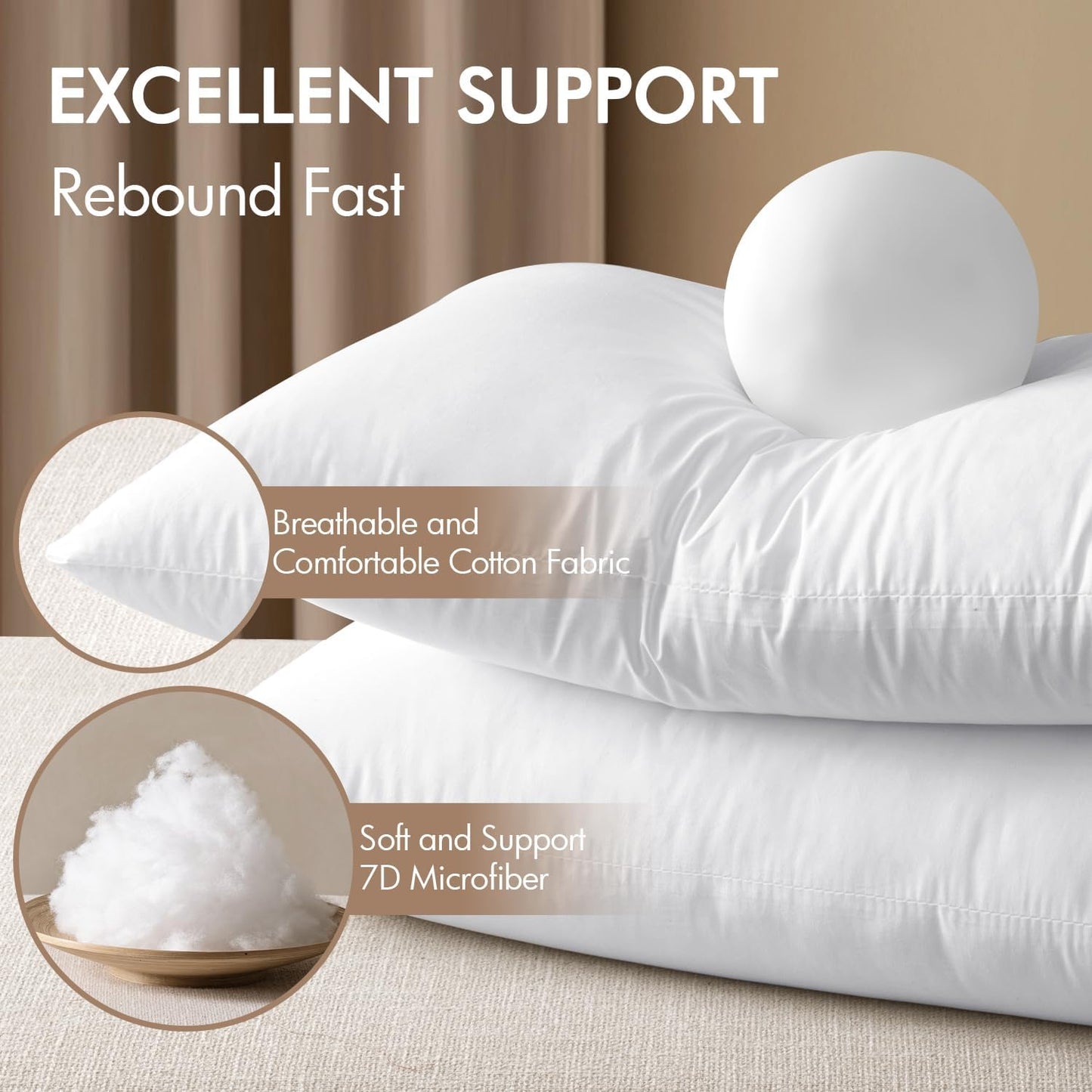 16X20 Inch Premium Lumbar Throw Pillow for Bed Sofa Couch Virgin Microfiber with 100% Cotton Cover Decorative Throw Pillow Insert Stuffer Form
