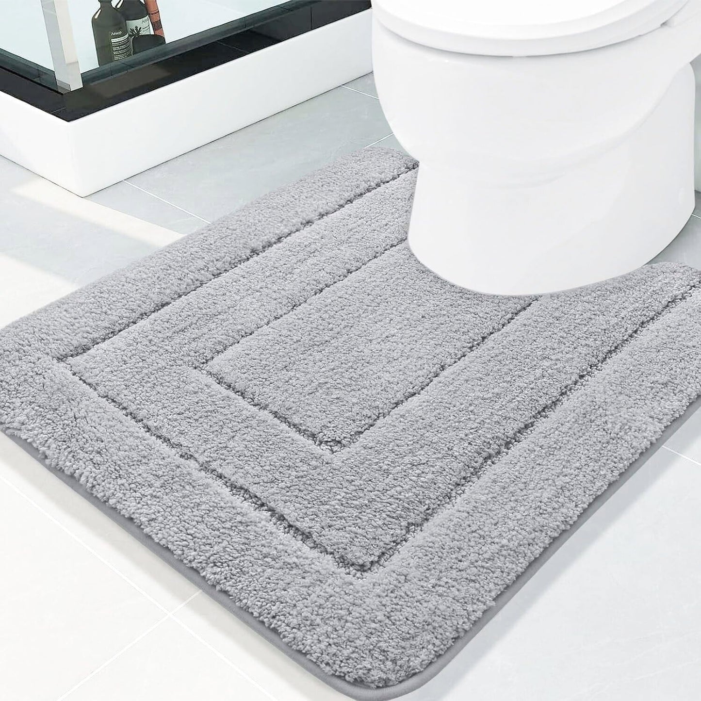 Bathroom Rugs, 24" X 20", Soft and Absorbent Microfiber Bath Rugs, Non-Slip Shaggy Shower Carpet, Machine Wash Dry Bath Mats for Bathroom Floor, Tub and Shower, Grey